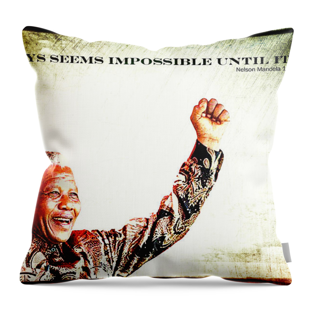 Nelson Mandela Throw Pillow featuring the photograph Nelson Mandela by Spikey Mouse Photography