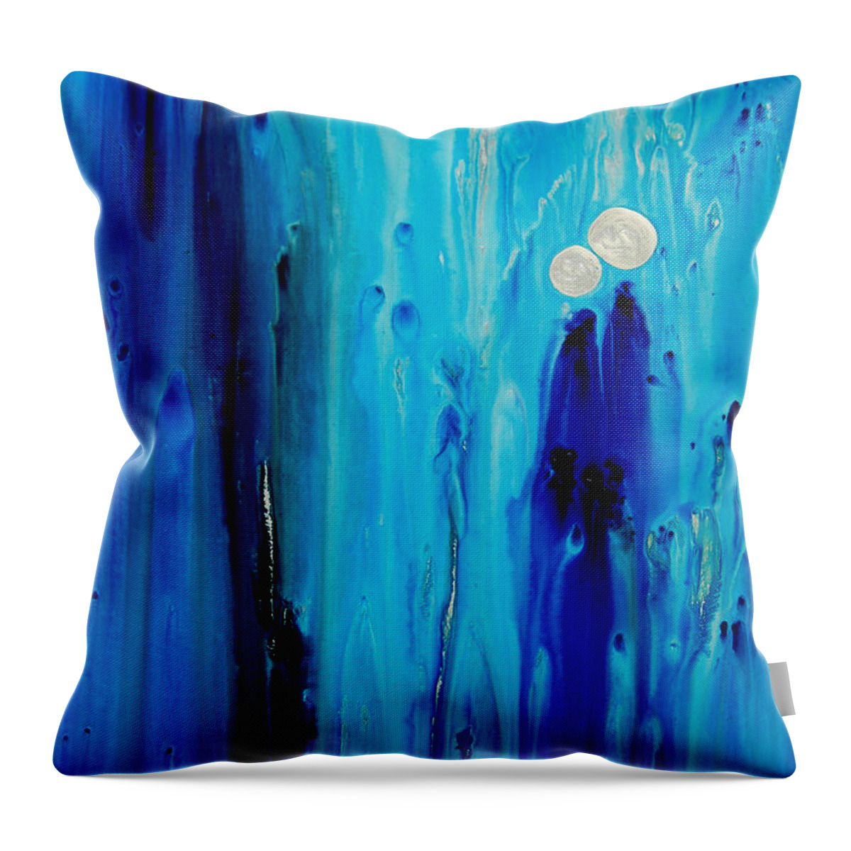 Blue Throw Pillow featuring the painting Never Alone By Sharon Cummings by Sharon Cummings