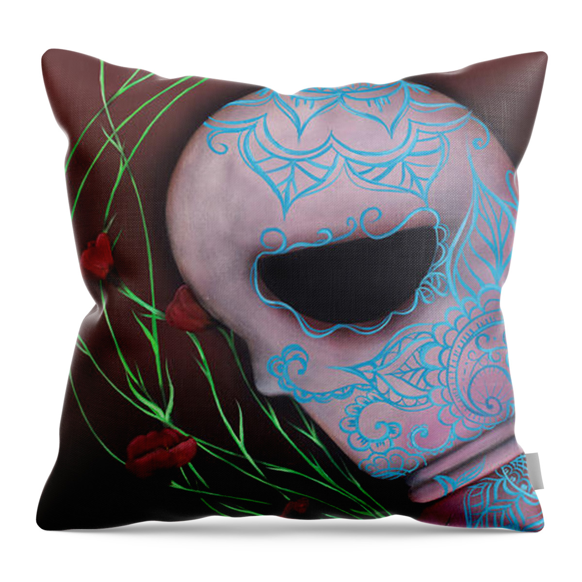 Day Of The Dead Throw Pillow featuring the painting New Life by Abril Andrade
