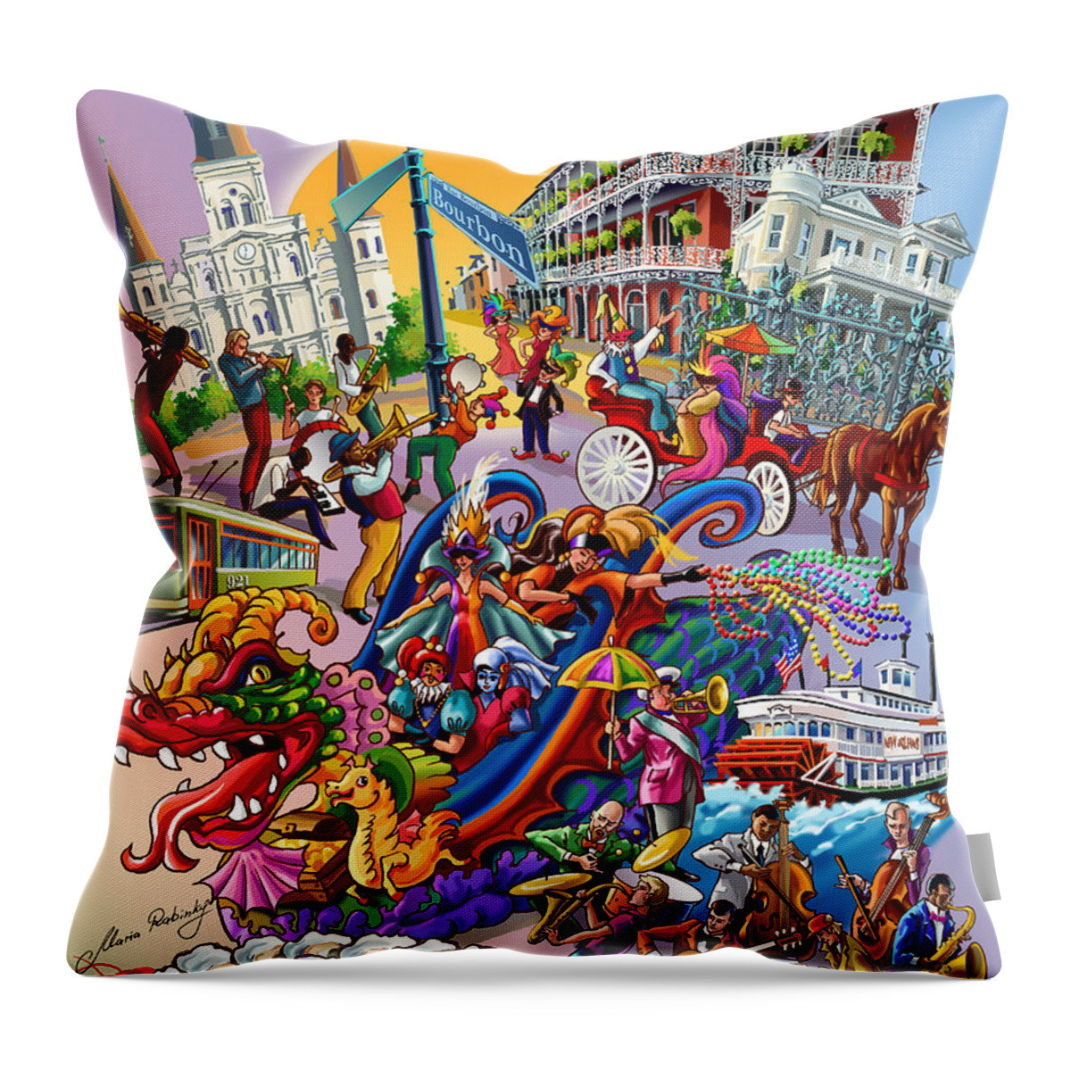 New Orleans Throw Pillow featuring the digital art New Orleans in color by Maria Rabinky
