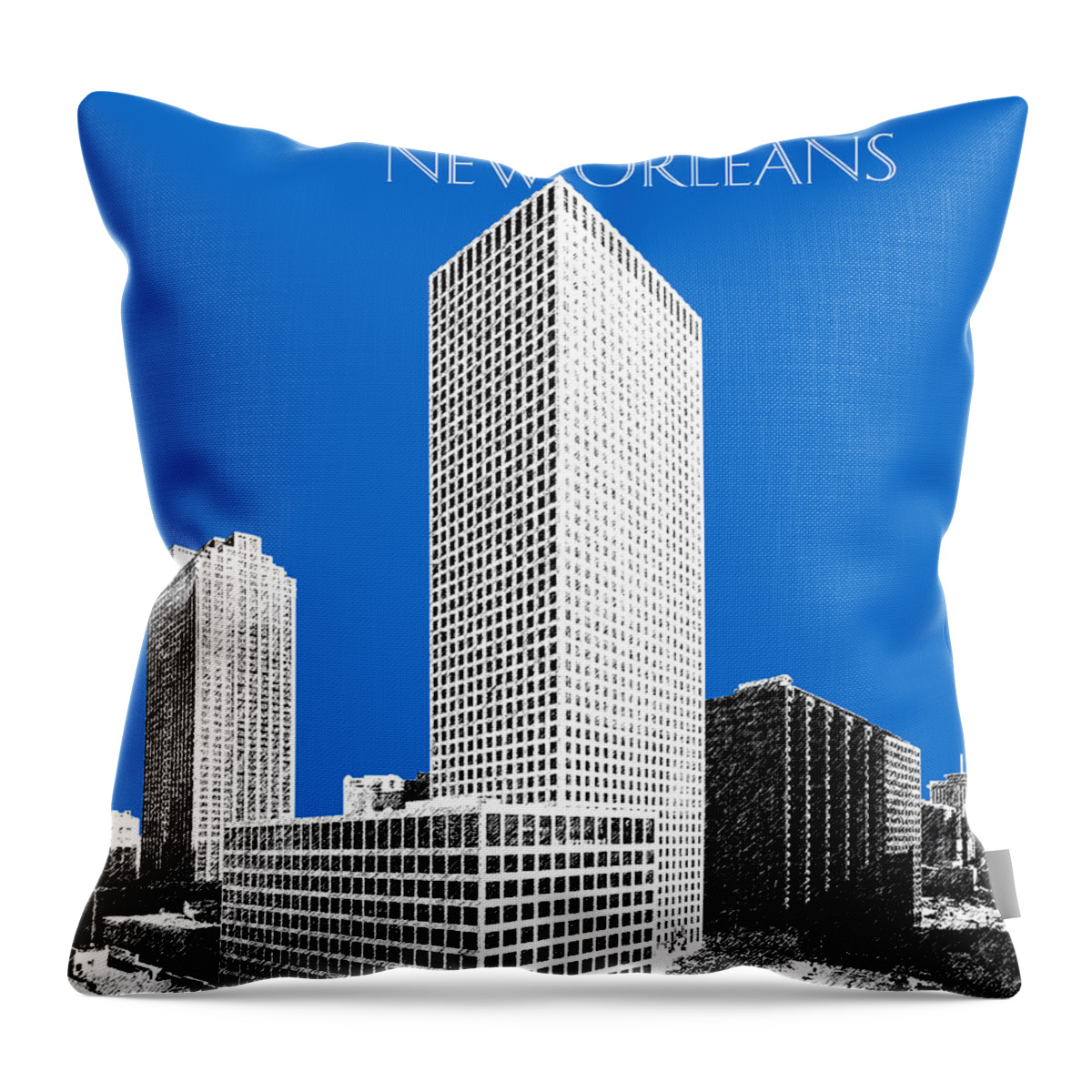 Architecture Throw Pillow featuring the digital art New Orleans Skyline - Blue by DB Artist