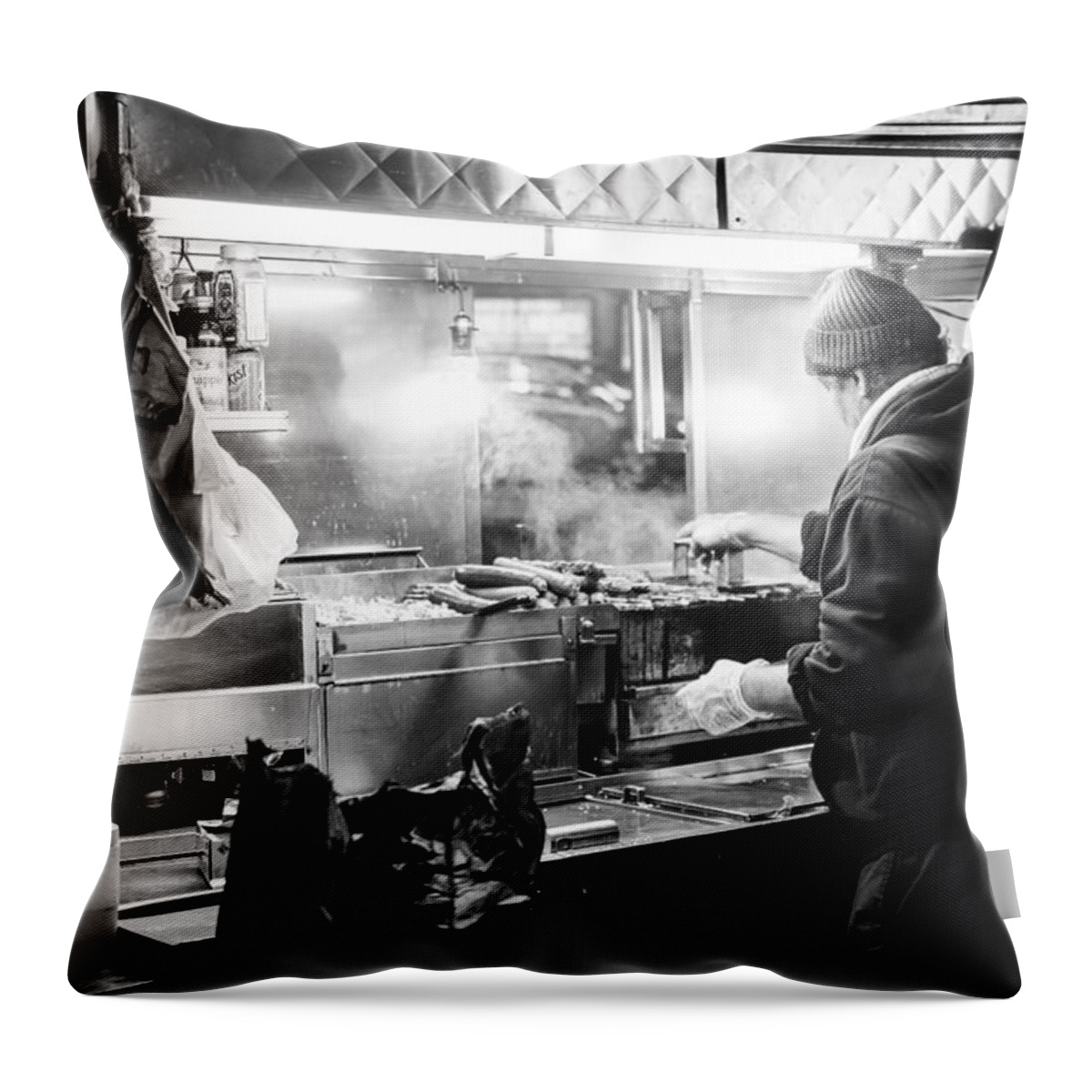 City Throw Pillow featuring the photograph New York City Street Vendor by David Morefield