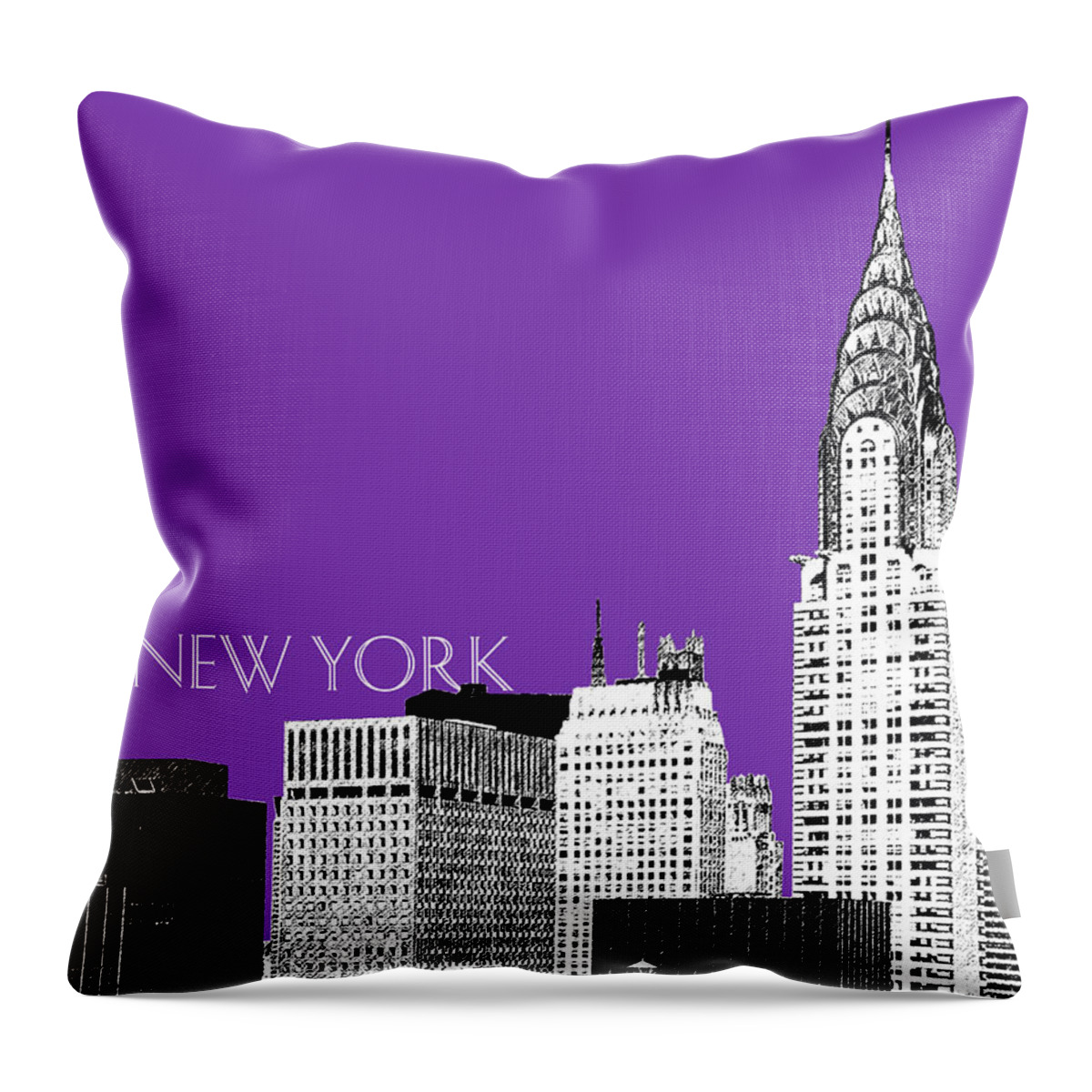 Architecture Throw Pillow featuring the digital art New York Skyline Chrysler Building - Purple by DB Artist