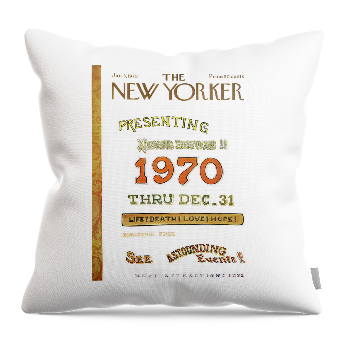 New Yorker January 3rd, 1970 Throw Pillow