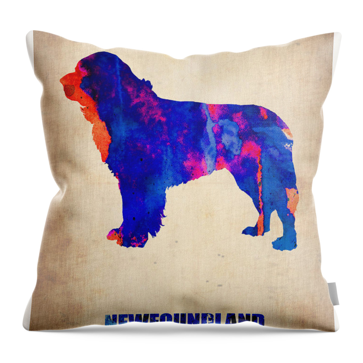 Newfoundland Throw Pillow featuring the painting Newfoundland Poster by Naxart Studio