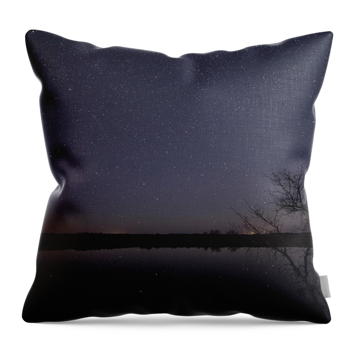 Alone Throw Pillow featuring the photograph Night Sky Reflection by Melany Sarafis