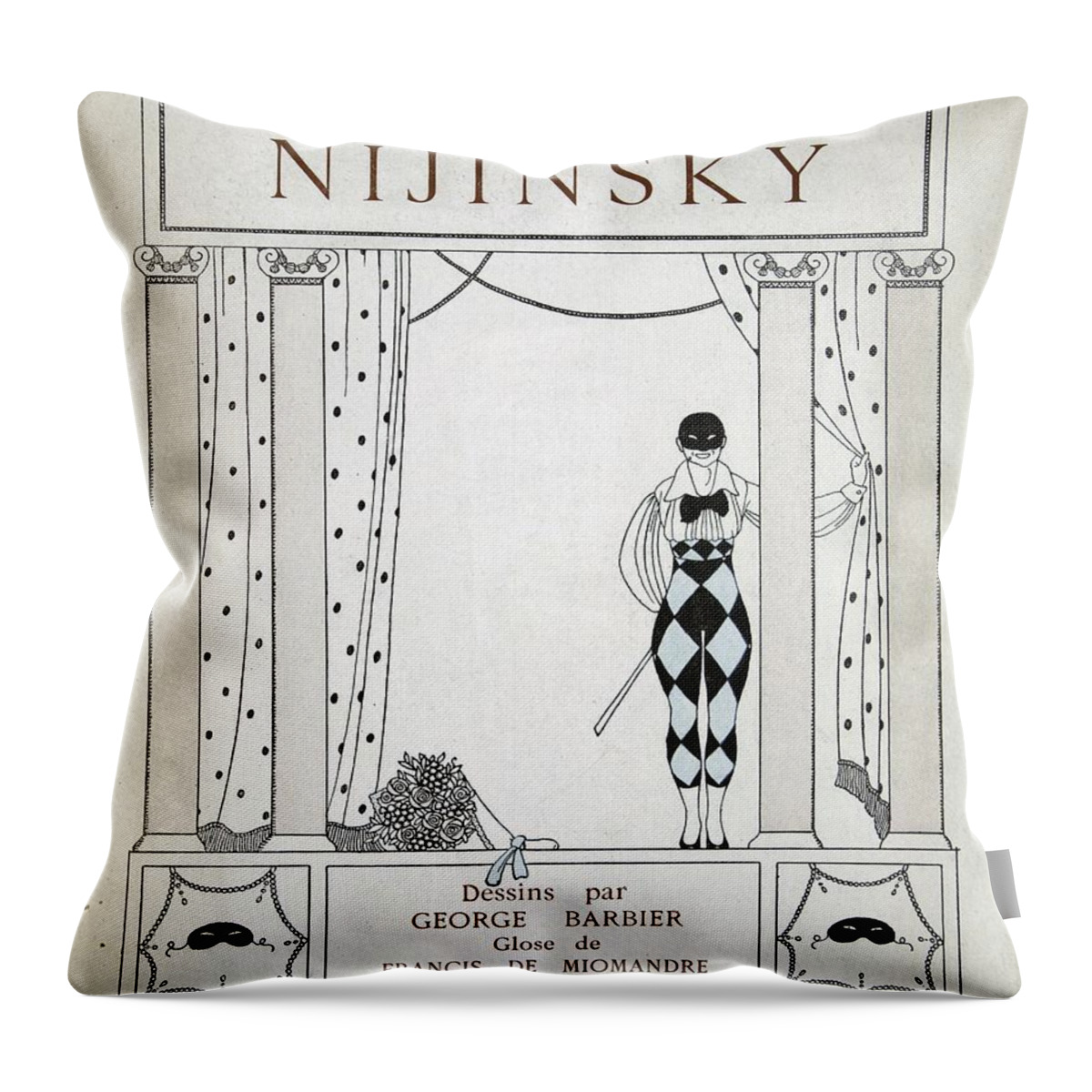 Ballet Throw Pillow featuring the painting Nijinsky Title Page by Georges Barbier