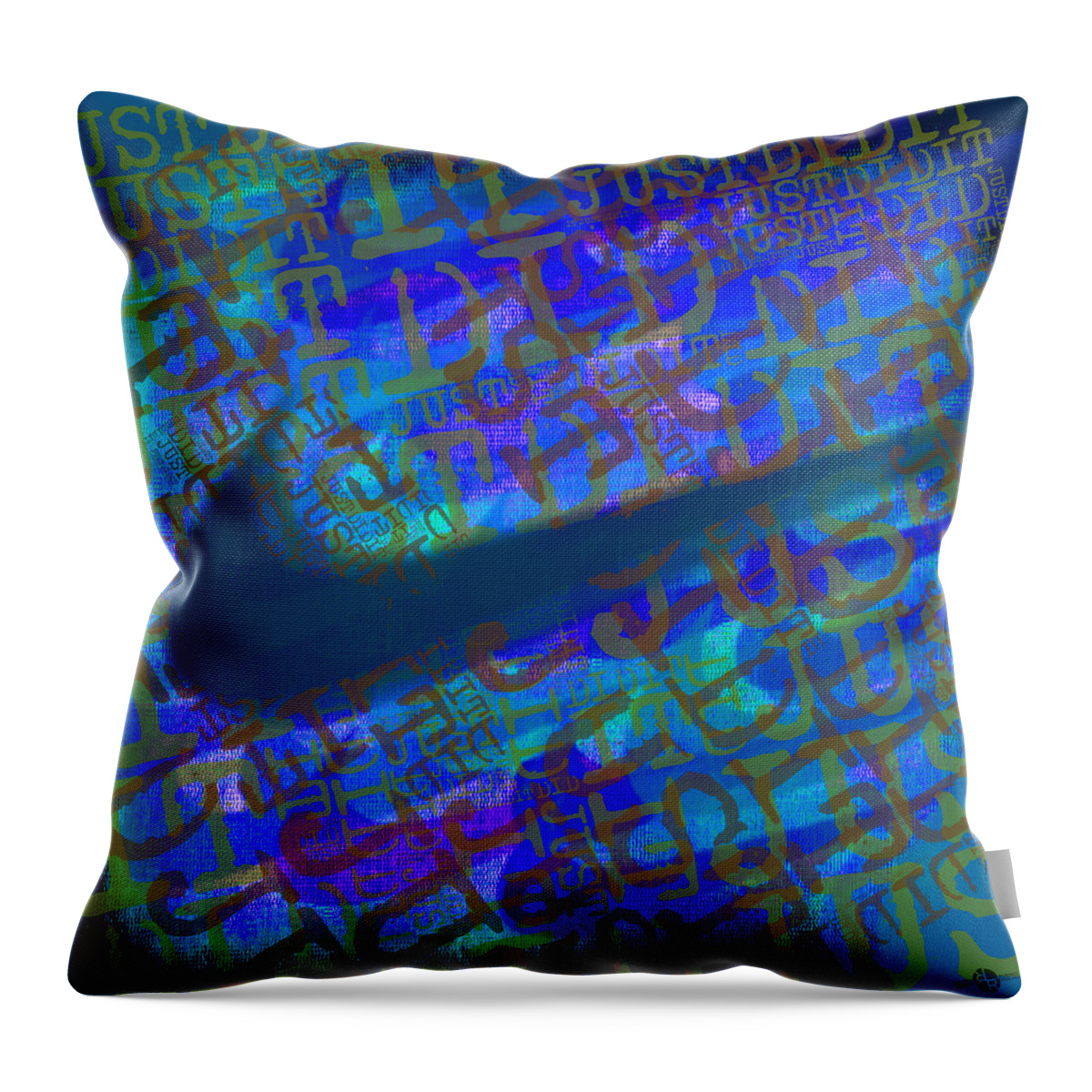 Nike Throw Pillow featuring the painting Nike Just Did It Blue by Tony Rubino