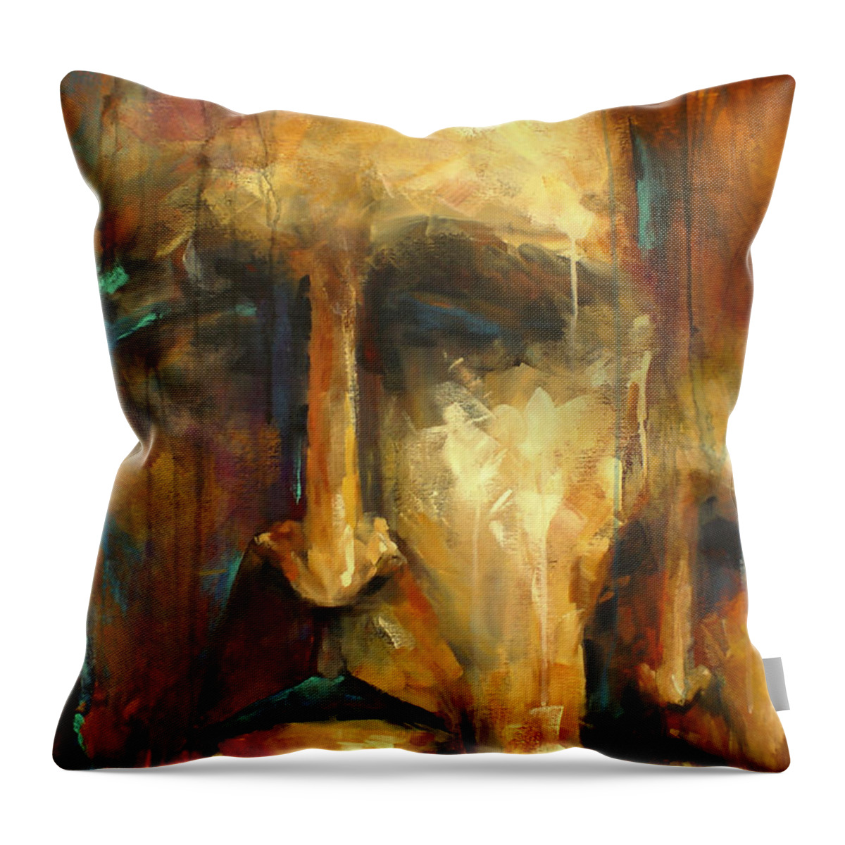 Portrait Throw Pillow featuring the painting 'no Choice' by Michael Lang