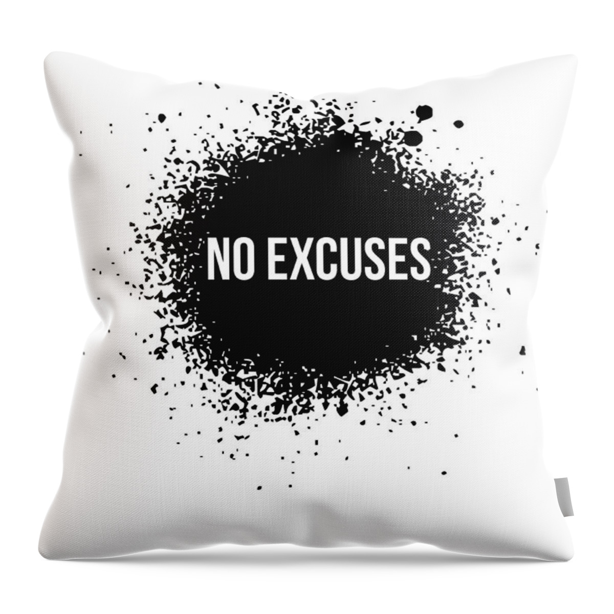 Motivational Throw Pillow featuring the digital art No Excuses Poster White by Naxart Studio