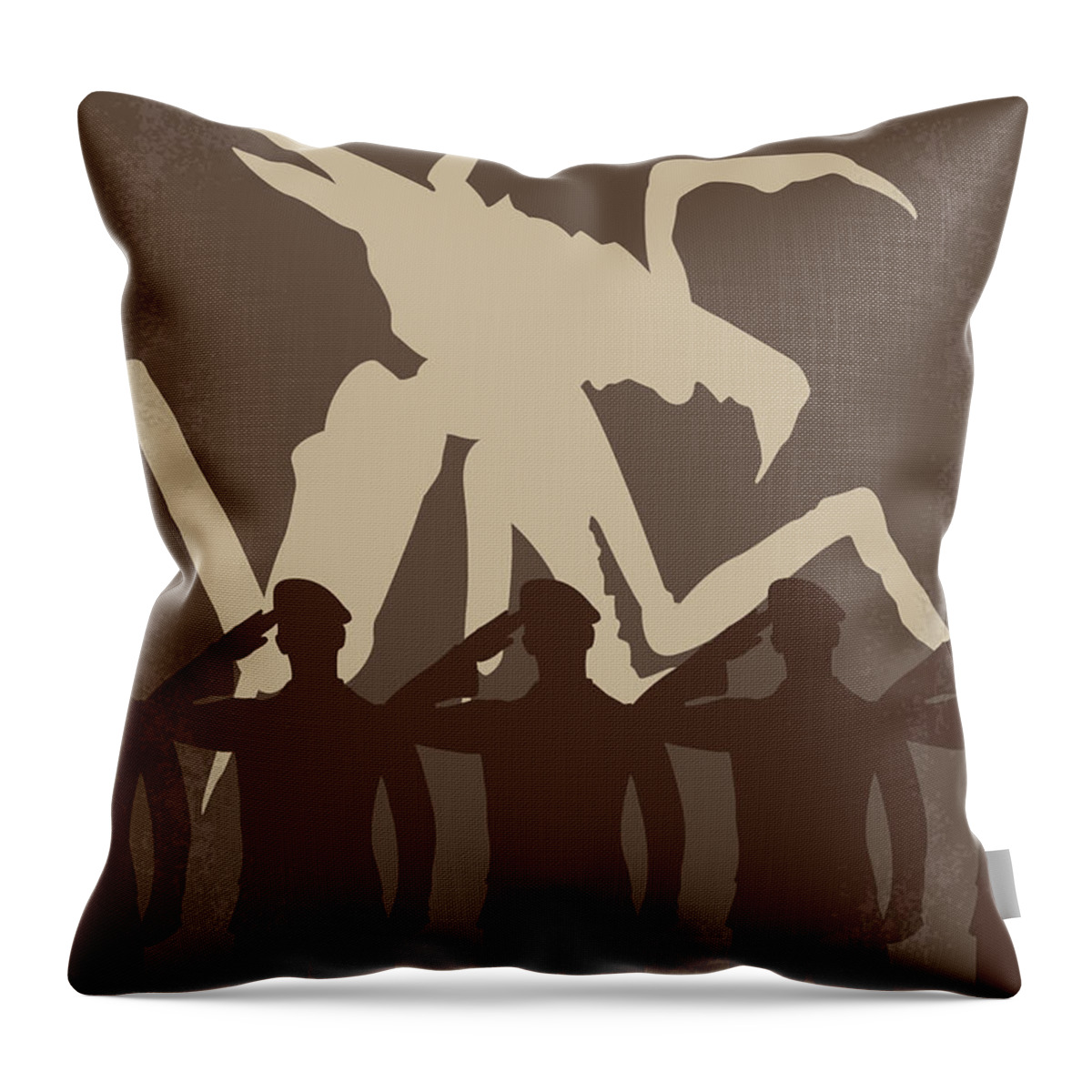 Starship Throw Pillow featuring the digital art No424 My Starship Troopers minimal movie poster by Chungkong Art