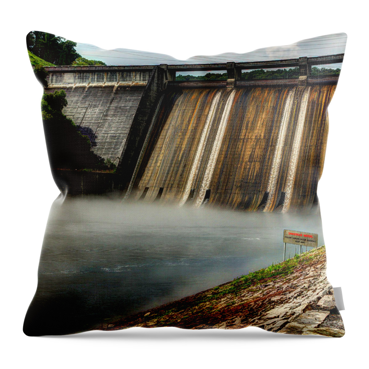 Water Throw Pillow featuring the photograph Norris Lake Dam by Michael Eingle