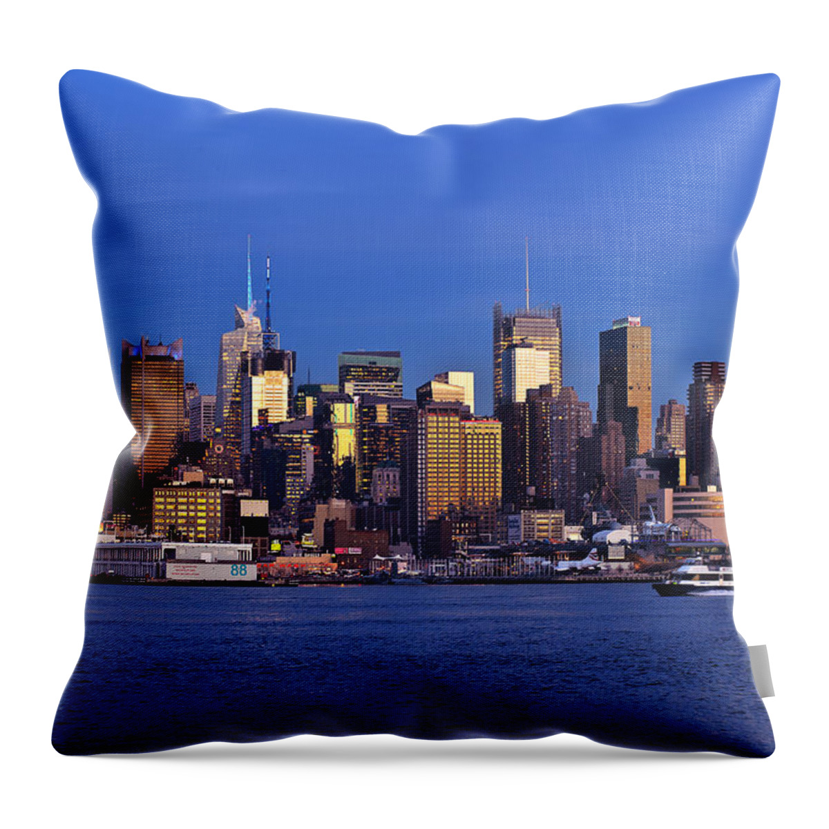 Best New York Skyline Photos Throw Pillow featuring the photograph NY Skyline at Twilight by Mitchell R Grosky