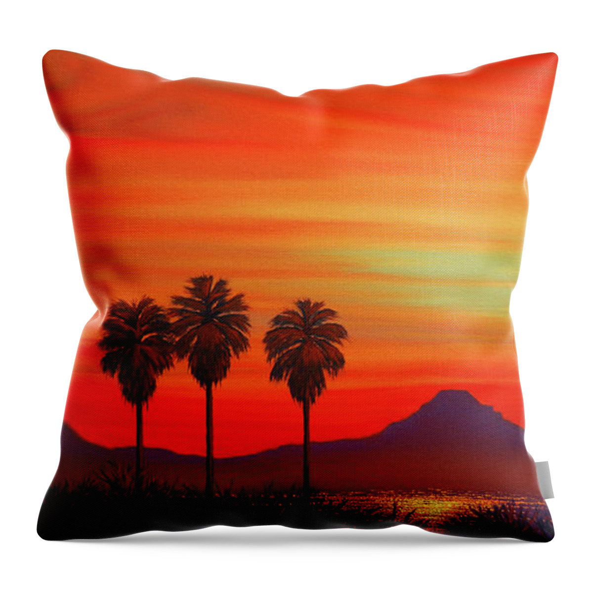 Desert Throw Pillow featuring the painting Oasis by Cheryl Fecht
