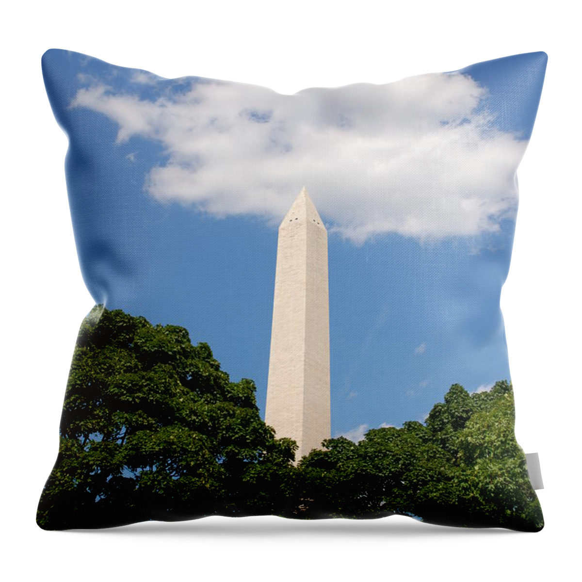Washington Throw Pillow featuring the photograph Obelisk Rises Into the Clouds by Kenny Glover