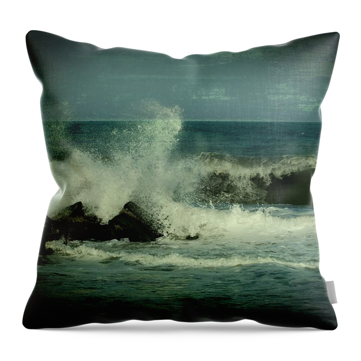 Jersey Shore Beaches Throw Pillow featuring the photograph Ocean Impact - Jersey Shore by Angie Tirado
