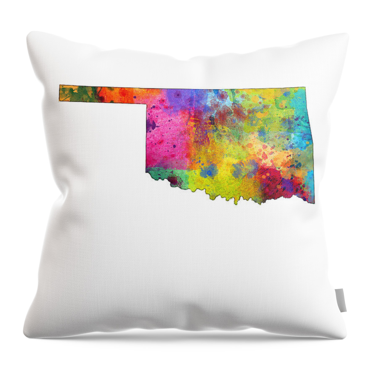 United States Map Throw Pillow featuring the digital art Oklahoma Map by Michael Tompsett