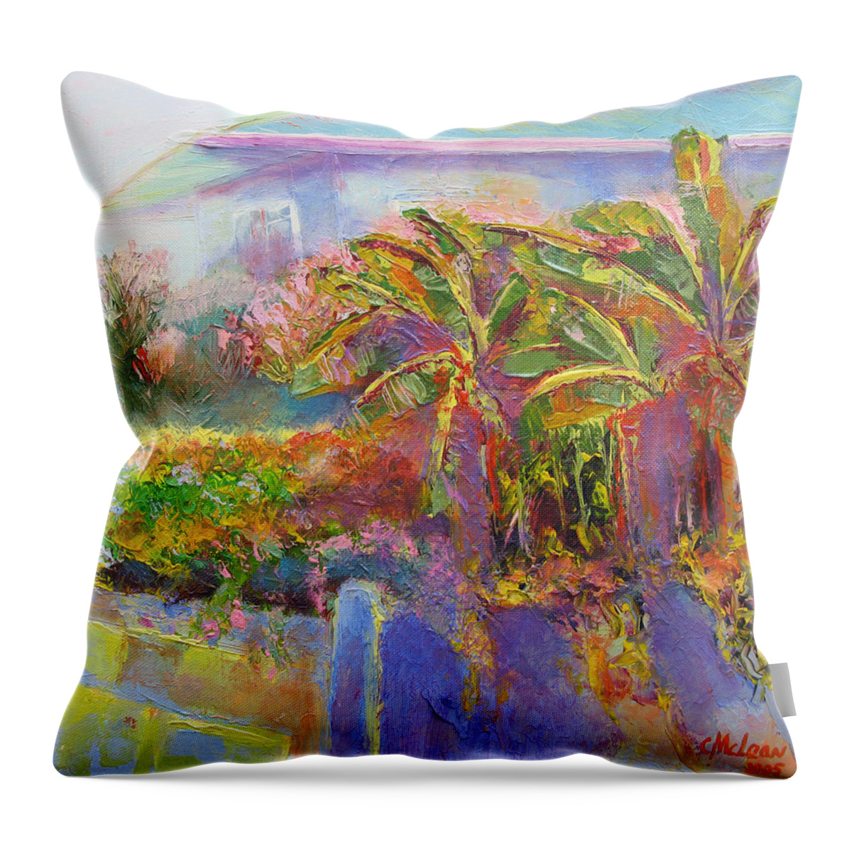 Old Throw Pillow featuring the painting Old House Garden by Cynthia McLean