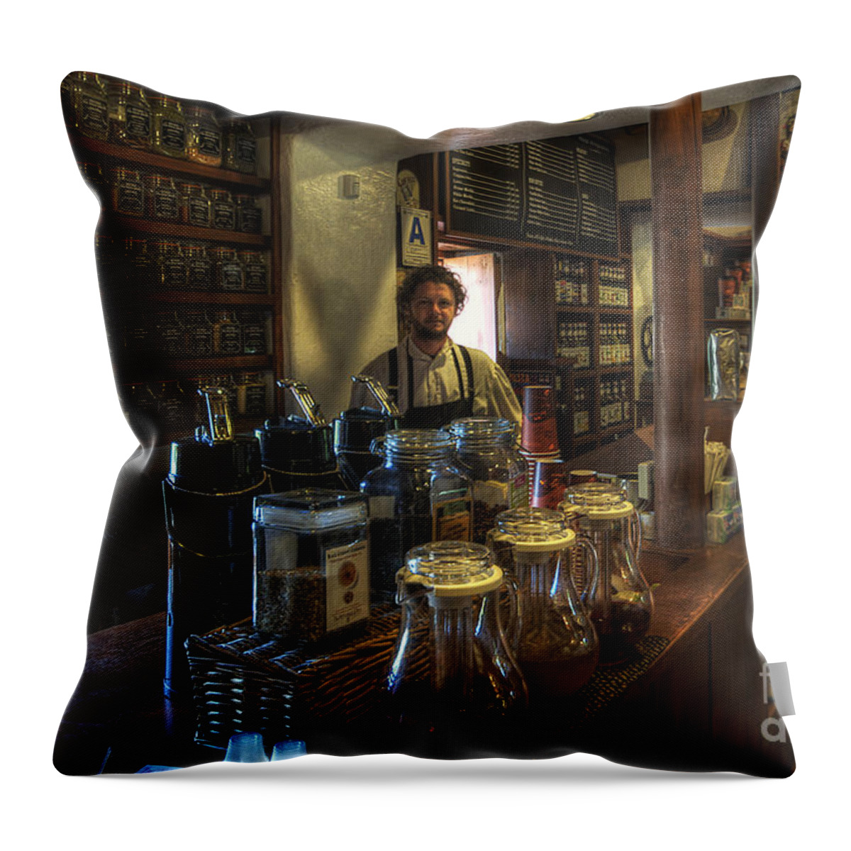 Art Throw Pillow featuring the photograph Old Town House Coffee by Yhun Suarez