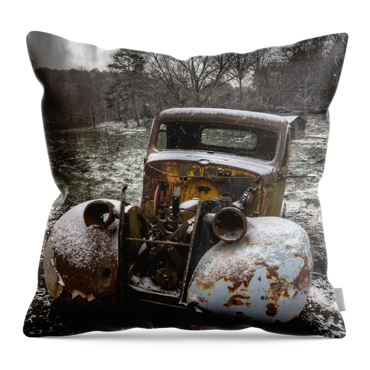 In Throw Pillow featuring the photograph Old Truck in the Smokies by Debra and Dave Vanderlaan