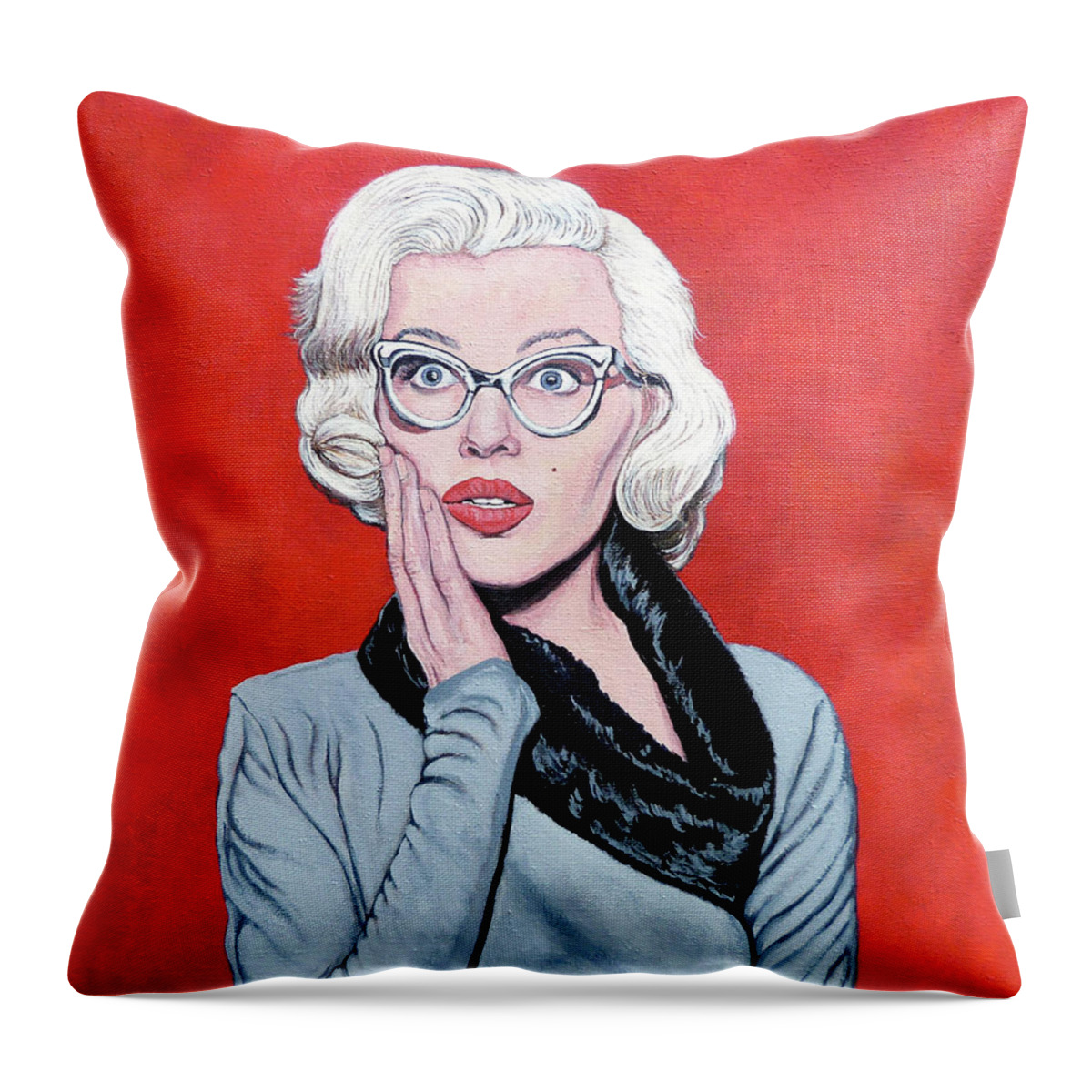 Omg Throw Pillow featuring the painting OMG by Tom Roderick