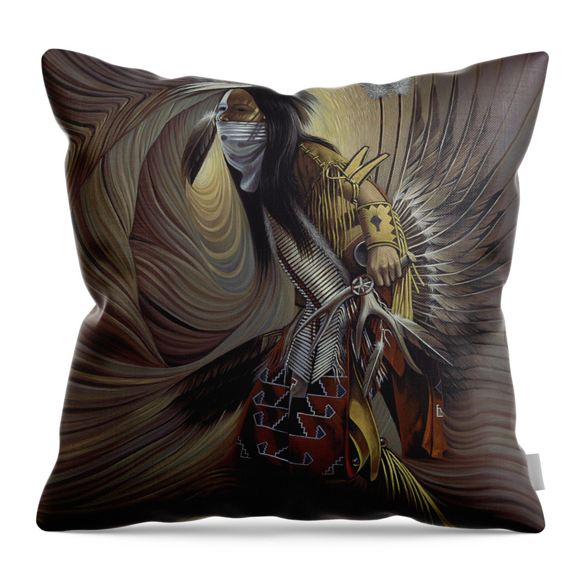 Native-american Throw Pillow featuring the painting On Sacred Ground Series IIl by Ricardo Chavez-Mendez