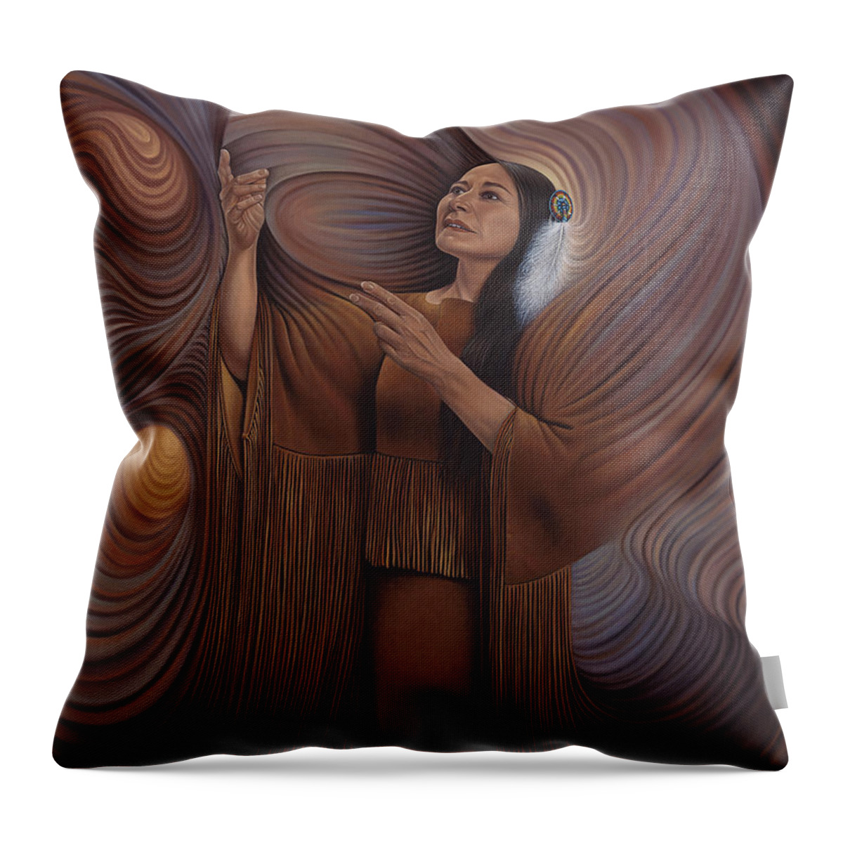 Bonnie-jo-hunt Throw Pillow featuring the painting On Sacred Ground Series V by Ricardo Chavez-Mendez