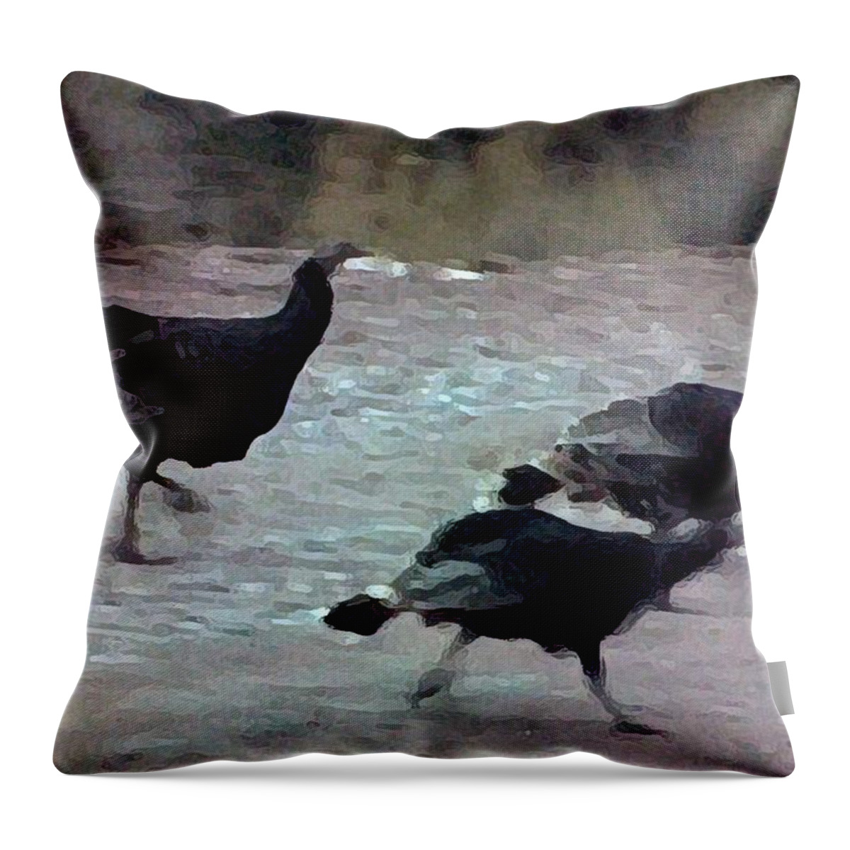 Turkey Throw Pillow featuring the painting On the Run by George Pedro