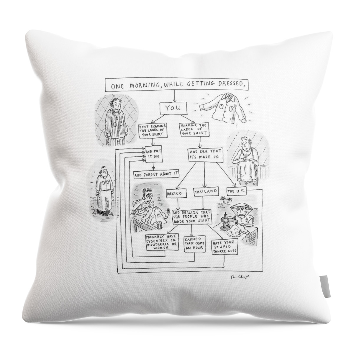 One Morning While Getting Dressed Throw Pillow
