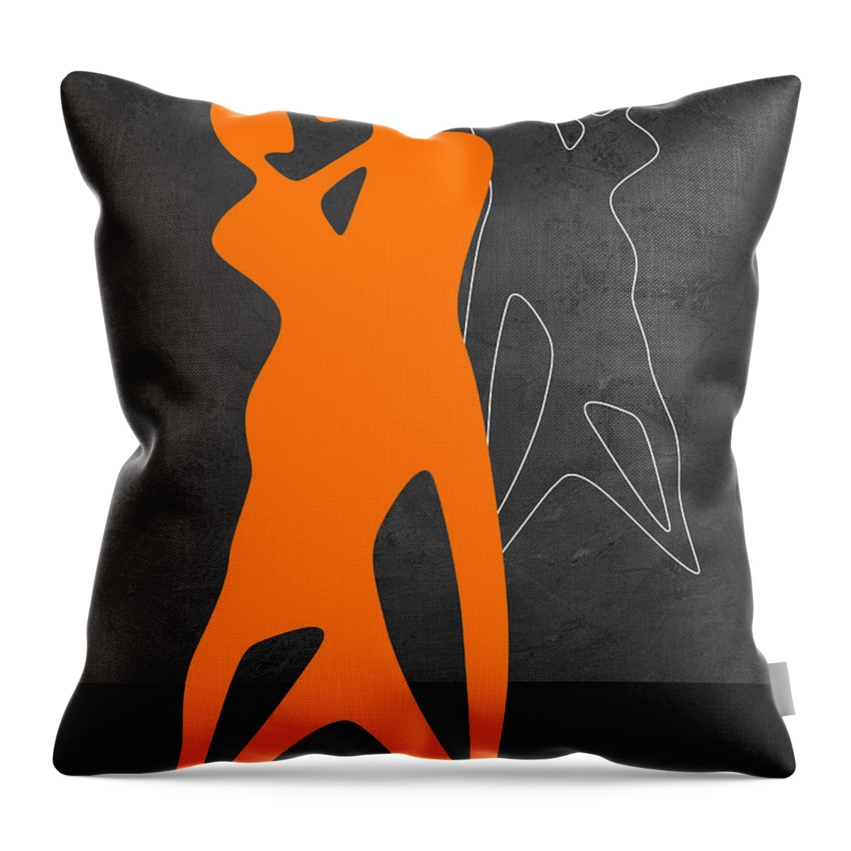 Abstract Throw Pillow featuring the painting Orange Couple Dancing by Naxart Studio