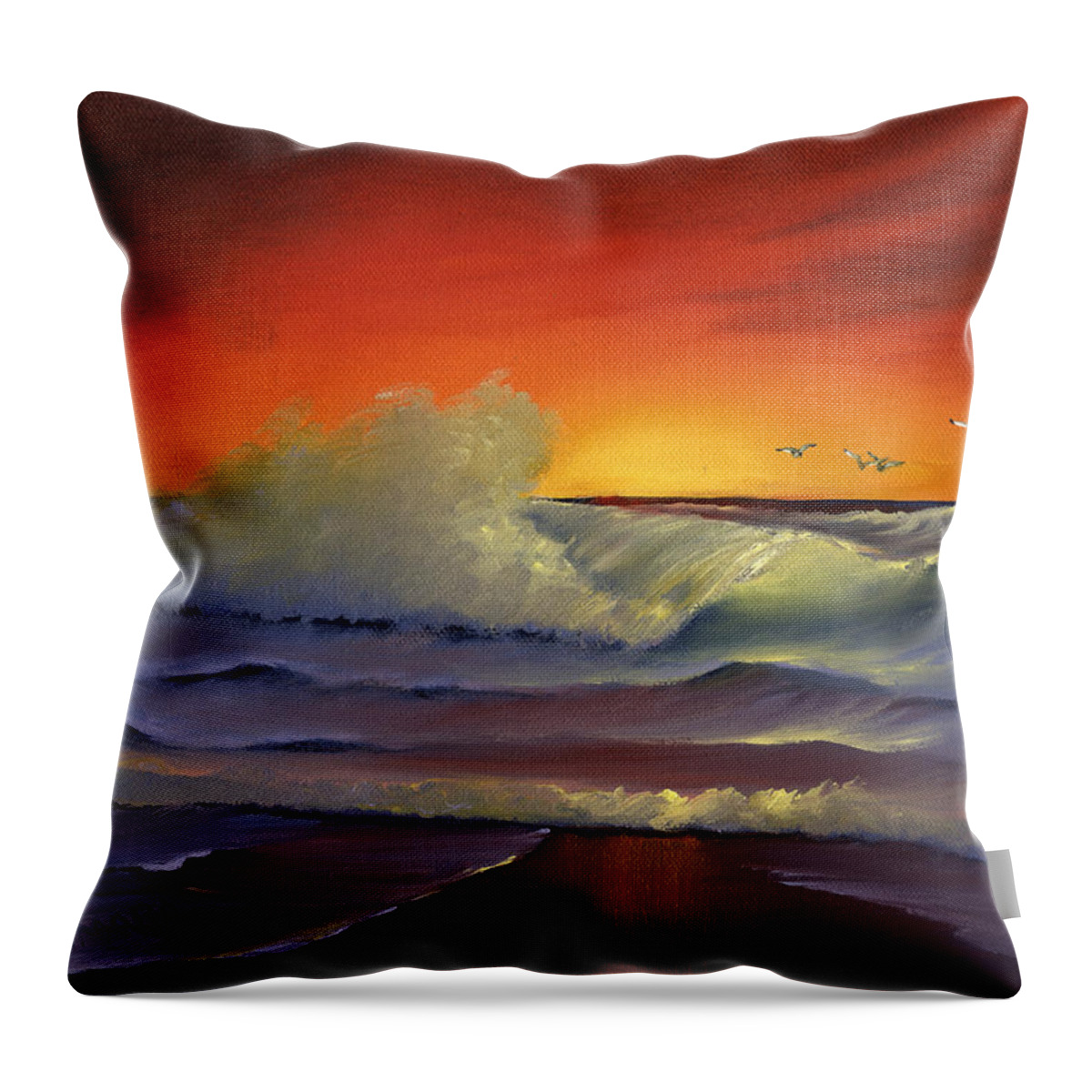Seascape Throw Pillow featuring the painting Orange Glow by Kathie Camara