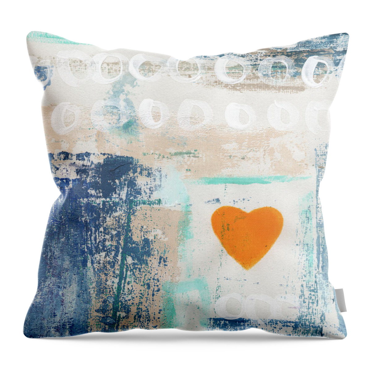 Heart Throw Pillow featuring the painting Orange Heart- abstract painting by Linda Woods