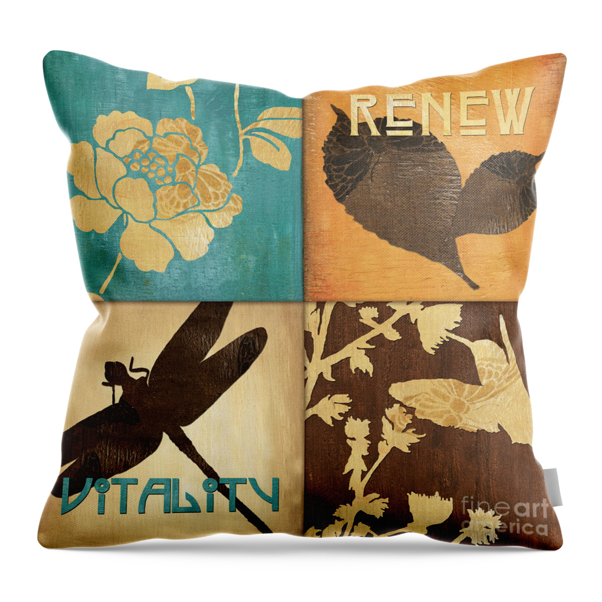 Leaves Throw Pillow featuring the painting Organic Nature 4 by Debbie DeWitt