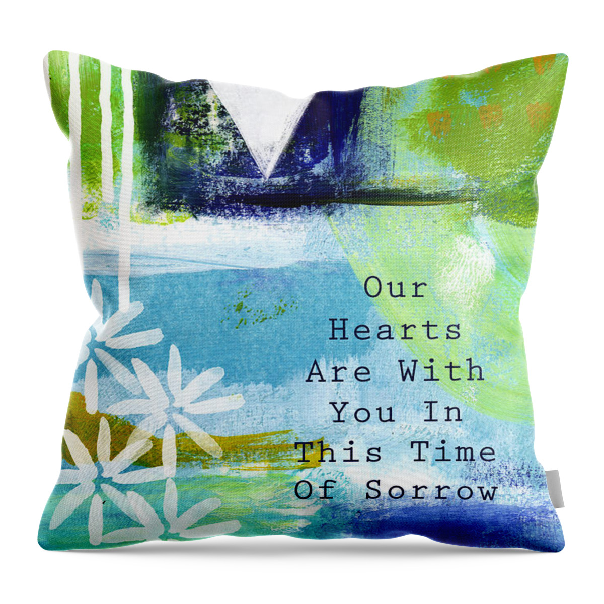 Sympathy Throw Pillow featuring the painting Our Hearts Are With you- sympathy card by Linda Woods