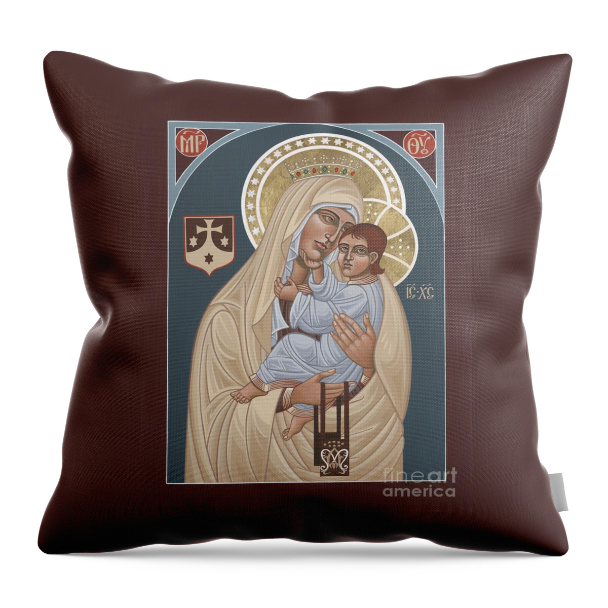 Our Lady Of Mt. Carmel Was Commissioned By The Church Of Mt. Carmel In Brooklyn Throw Pillow featuring the painting Our Lady of Mt. Carmel 255 by William Hart McNichols