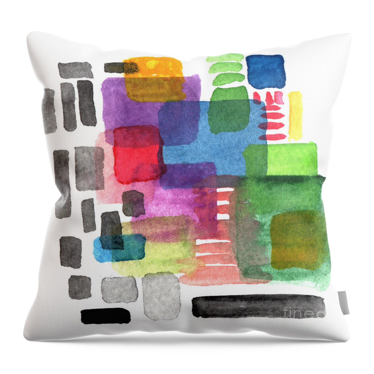 Squares Throw Pillow featuring the painting Out Of The Box by Linda Woods