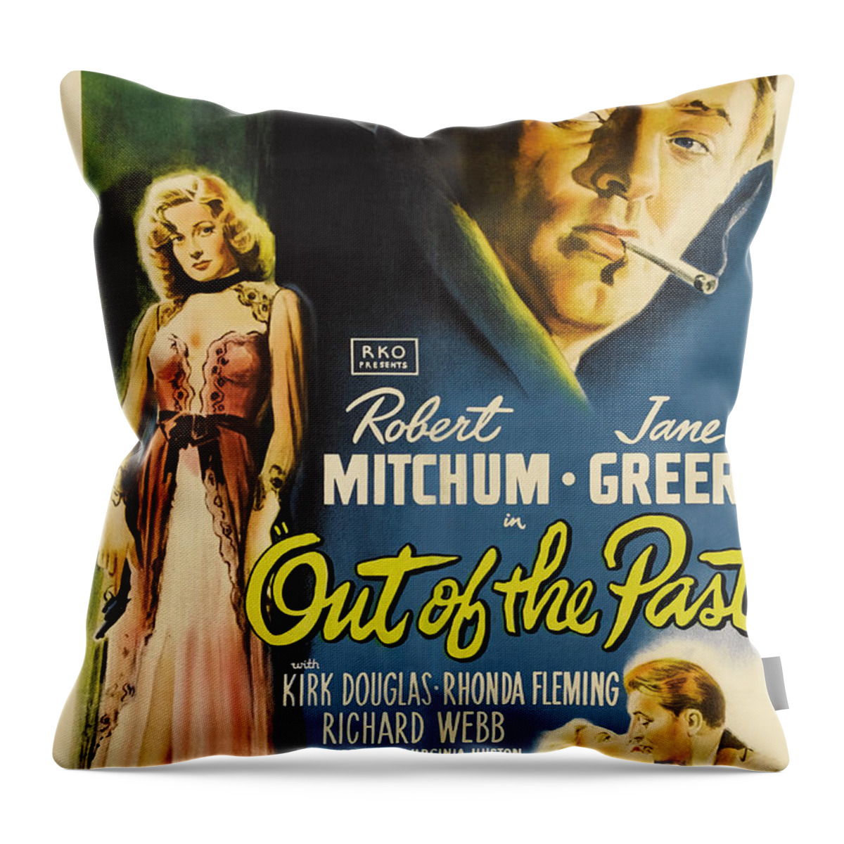 Movie Poster Throw Pillow featuring the photograph Out of the Past - 1947 by Georgia Fowler