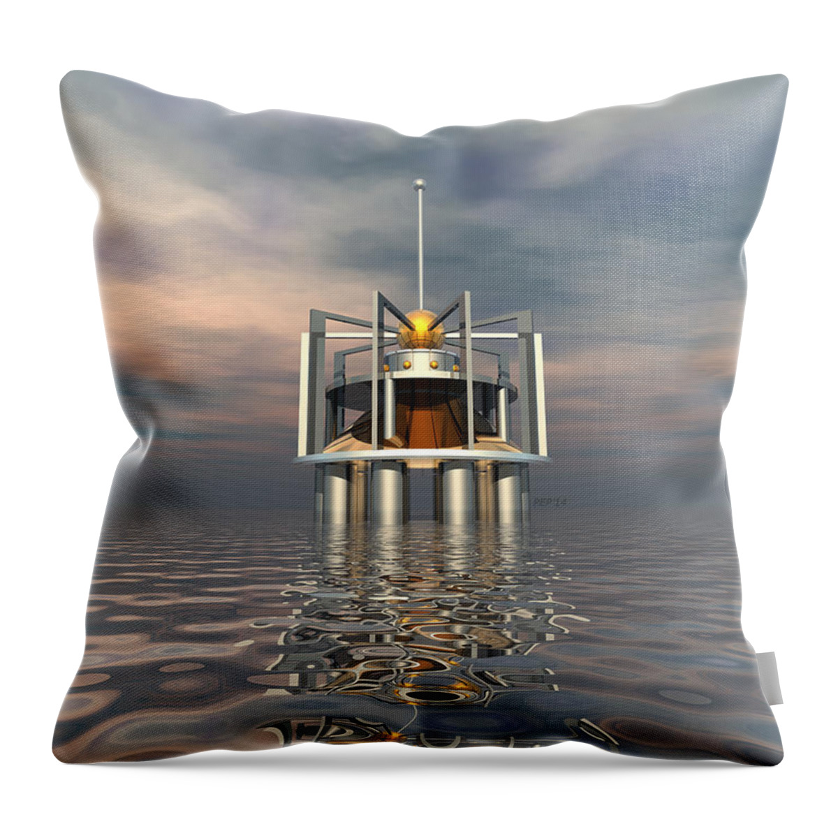 Structure Throw Pillow featuring the digital art Outpost by Phil Perkins