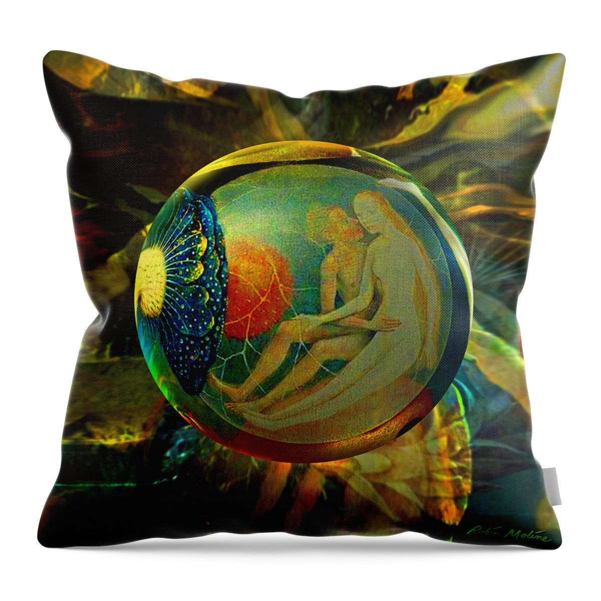  Earthly Delights Throw Pillow featuring the painting Ovule of Eden by Robin Moline