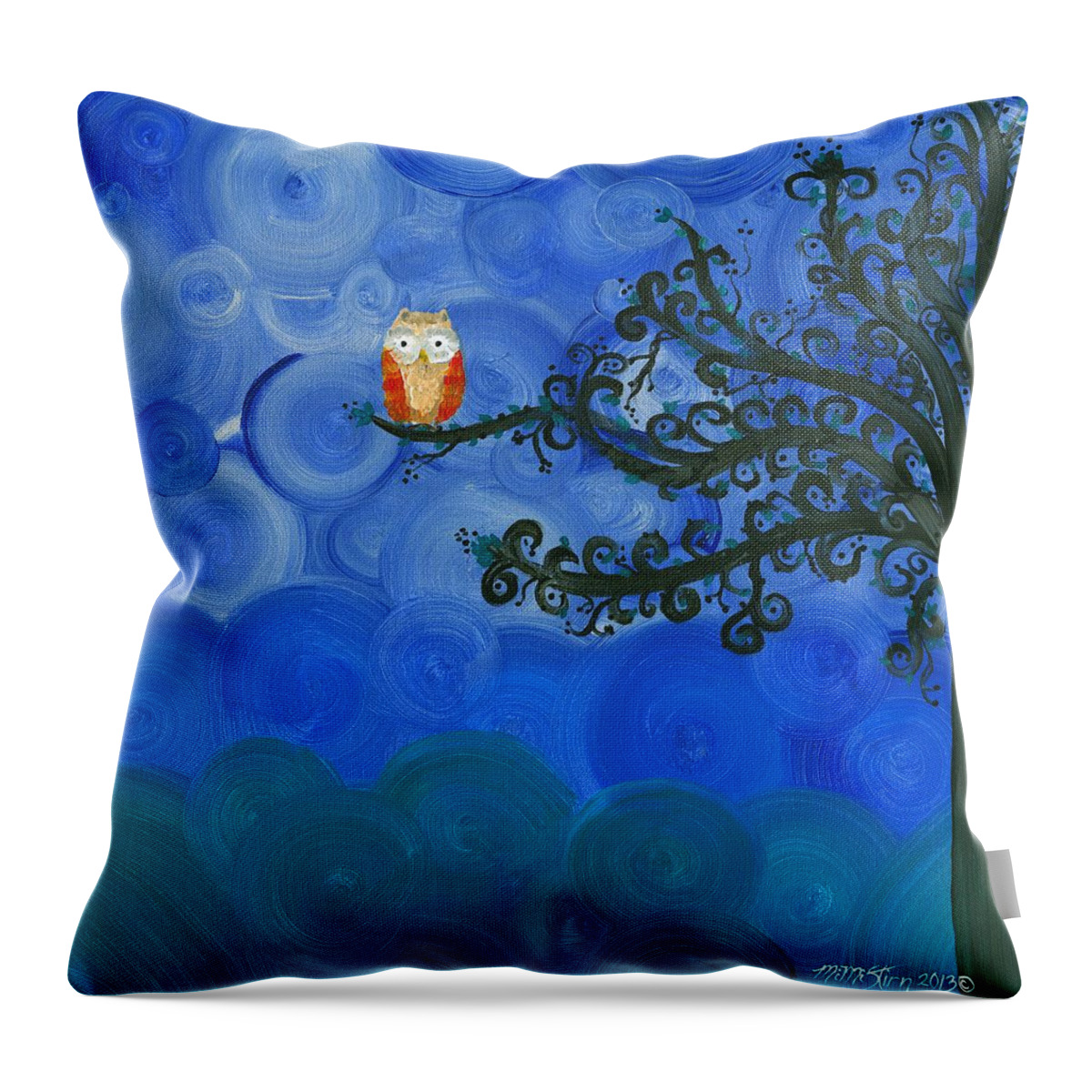 Owls Throw Pillow featuring the painting Owl Singles - 01 by MiMi Stirn