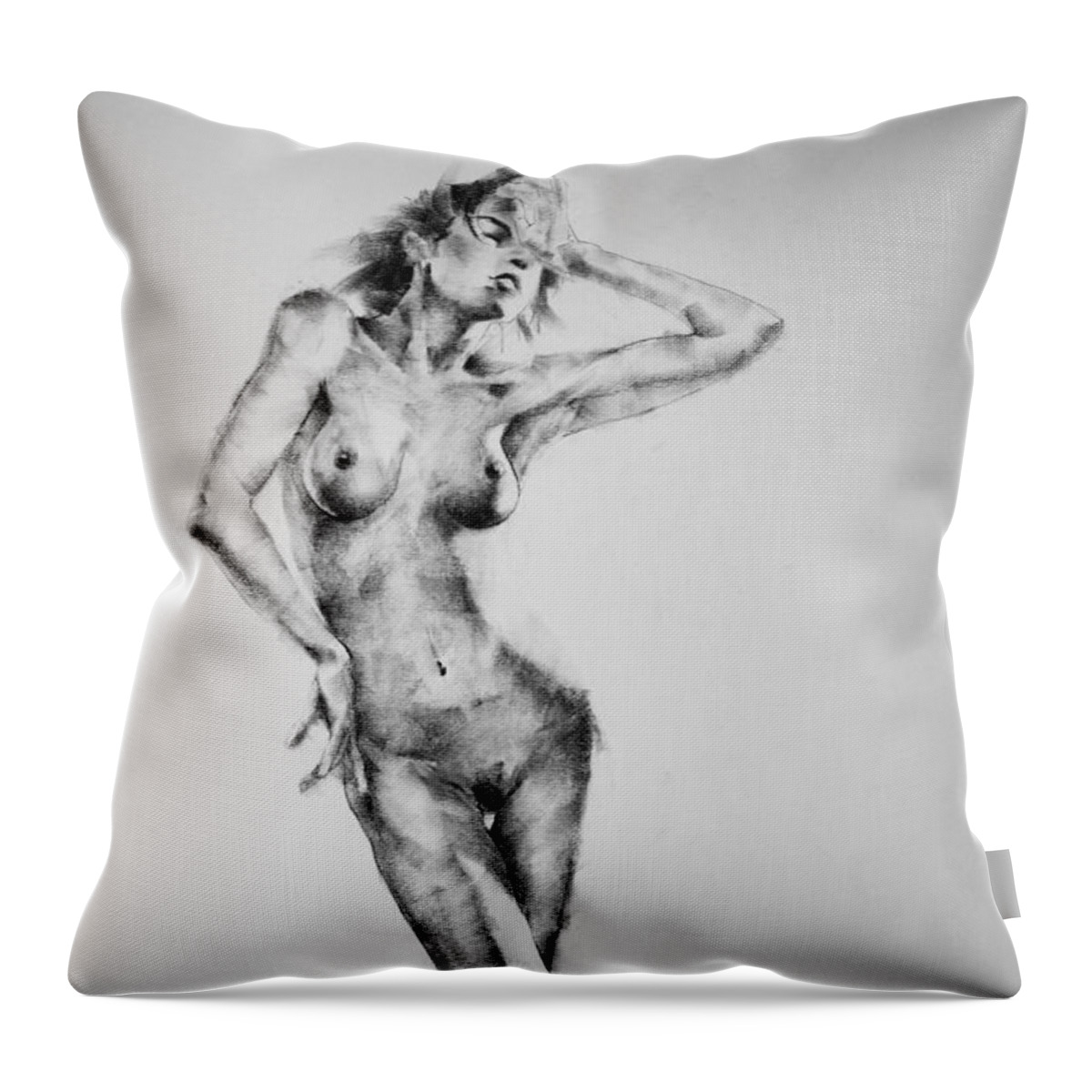 Erotic Throw Pillow featuring the drawing Page 10 by Dimitar Hristov