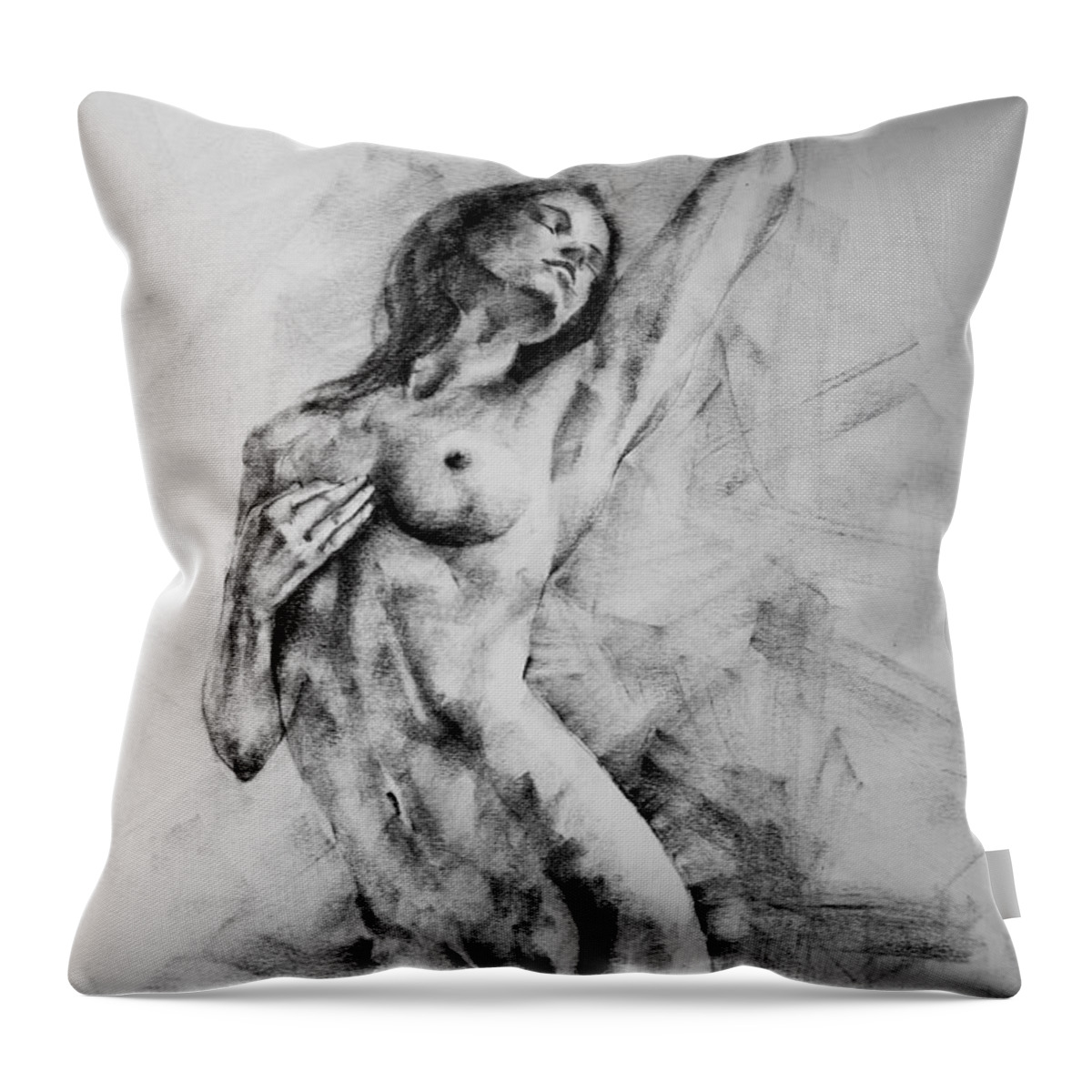 Erotic Throw Pillow featuring the drawing Page 12 by Dimitar Hristov