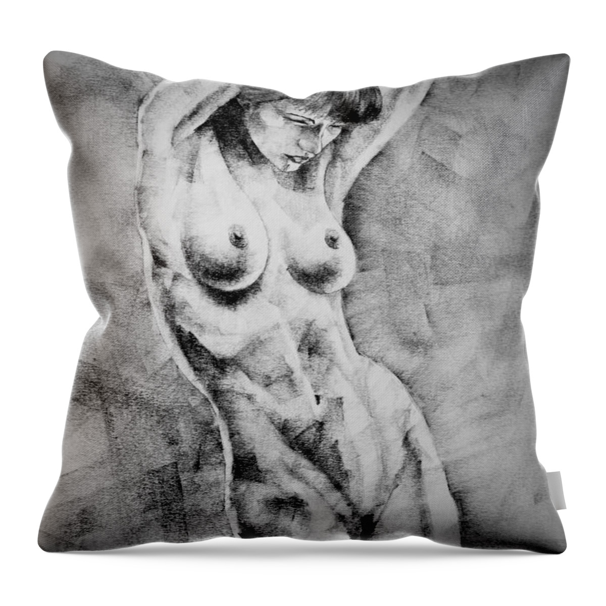 Erotic Throw Pillow featuring the drawing Page 17 by Dimitar Hristov