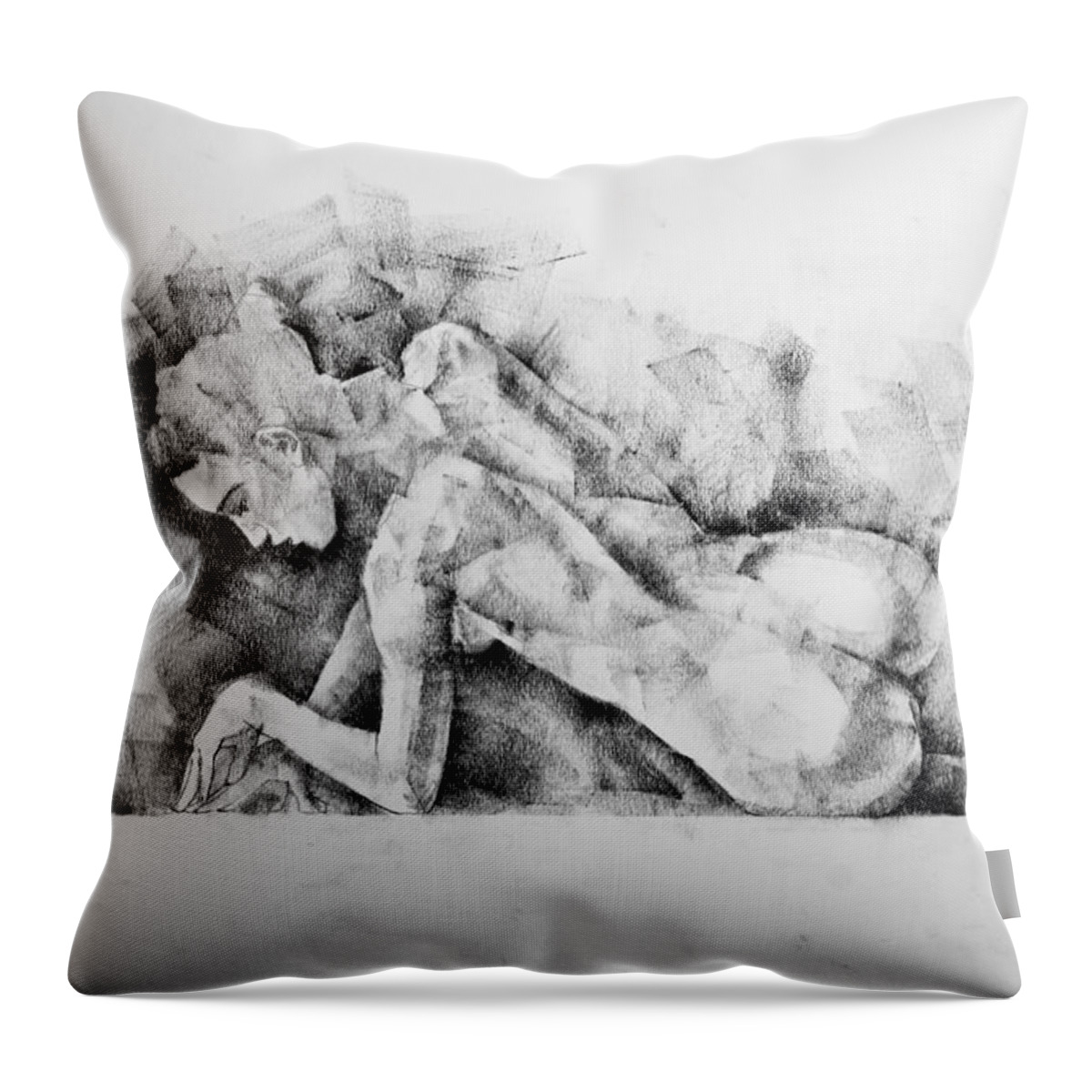 Erotic Throw Pillow featuring the drawing Page 7 by Dimitar Hristov