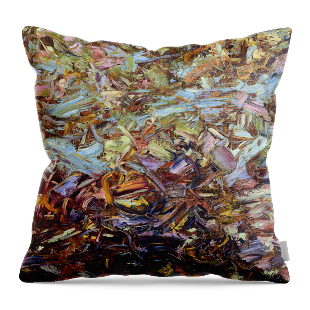 Abstract Throw Pillow featuring the painting Paint number 51 by James W Johnson