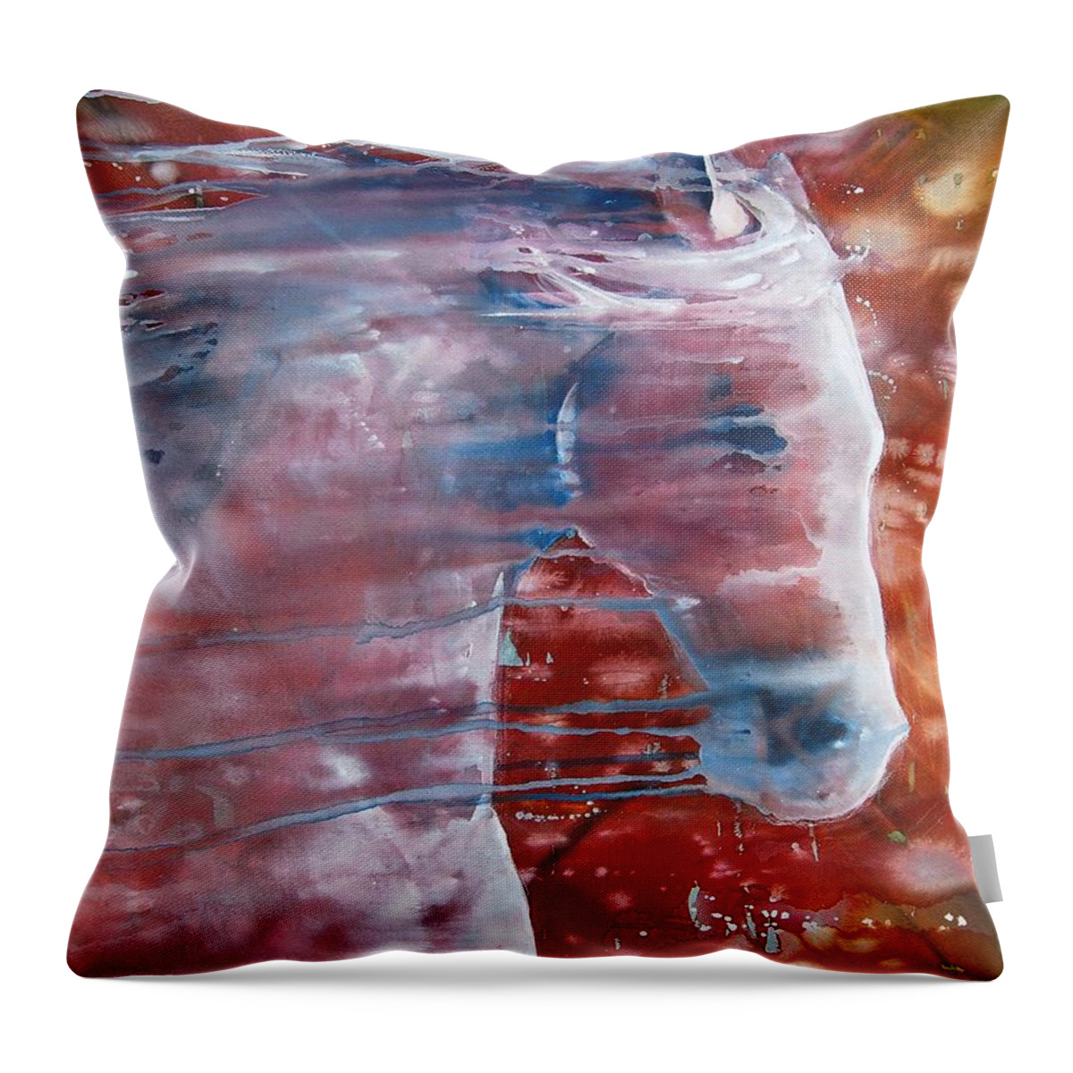 Horse Art Throw Pillow featuring the painting Painted By The Wind by Jani Freimann