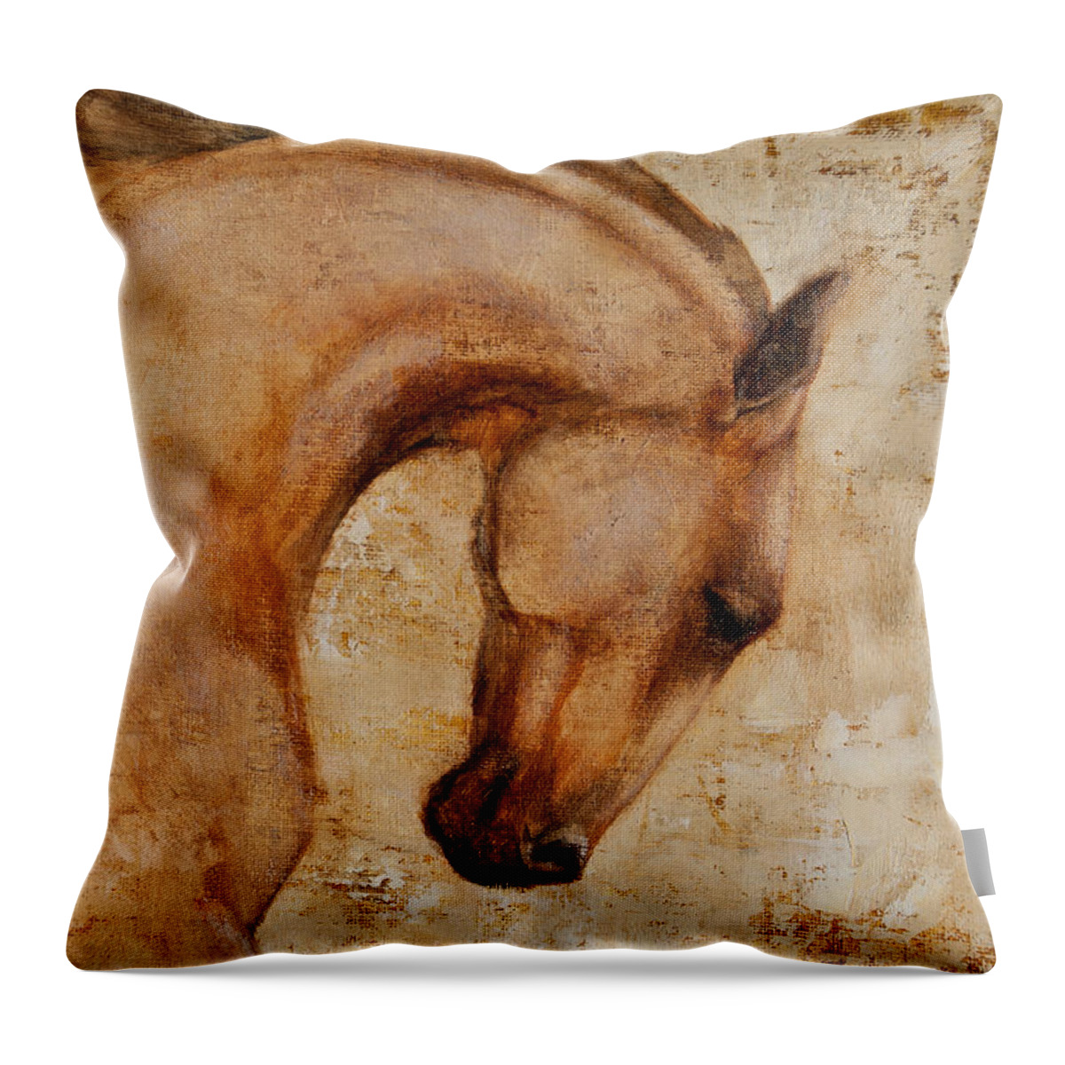 Horses Throw Pillow featuring the painting Painted Determination 1 by Jani Freimann