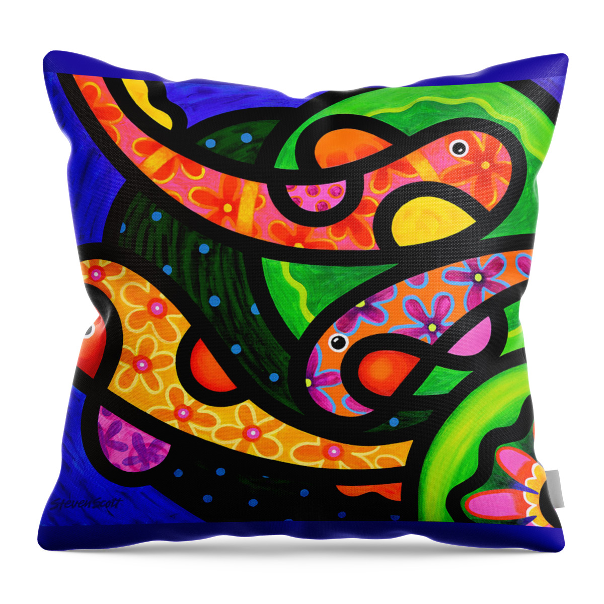 Koi Throw Pillow featuring the painting Paisley Pond - Horizontal by Steven Scott