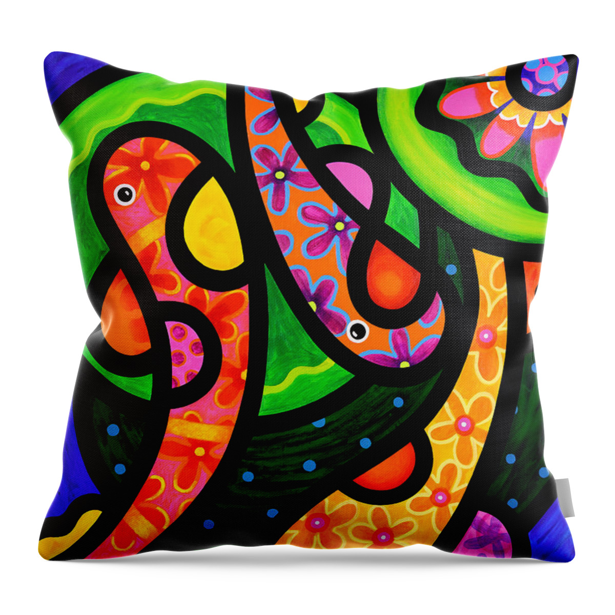 Koi Throw Pillow featuring the painting Paisley Pond - Vertical by Steven Scott