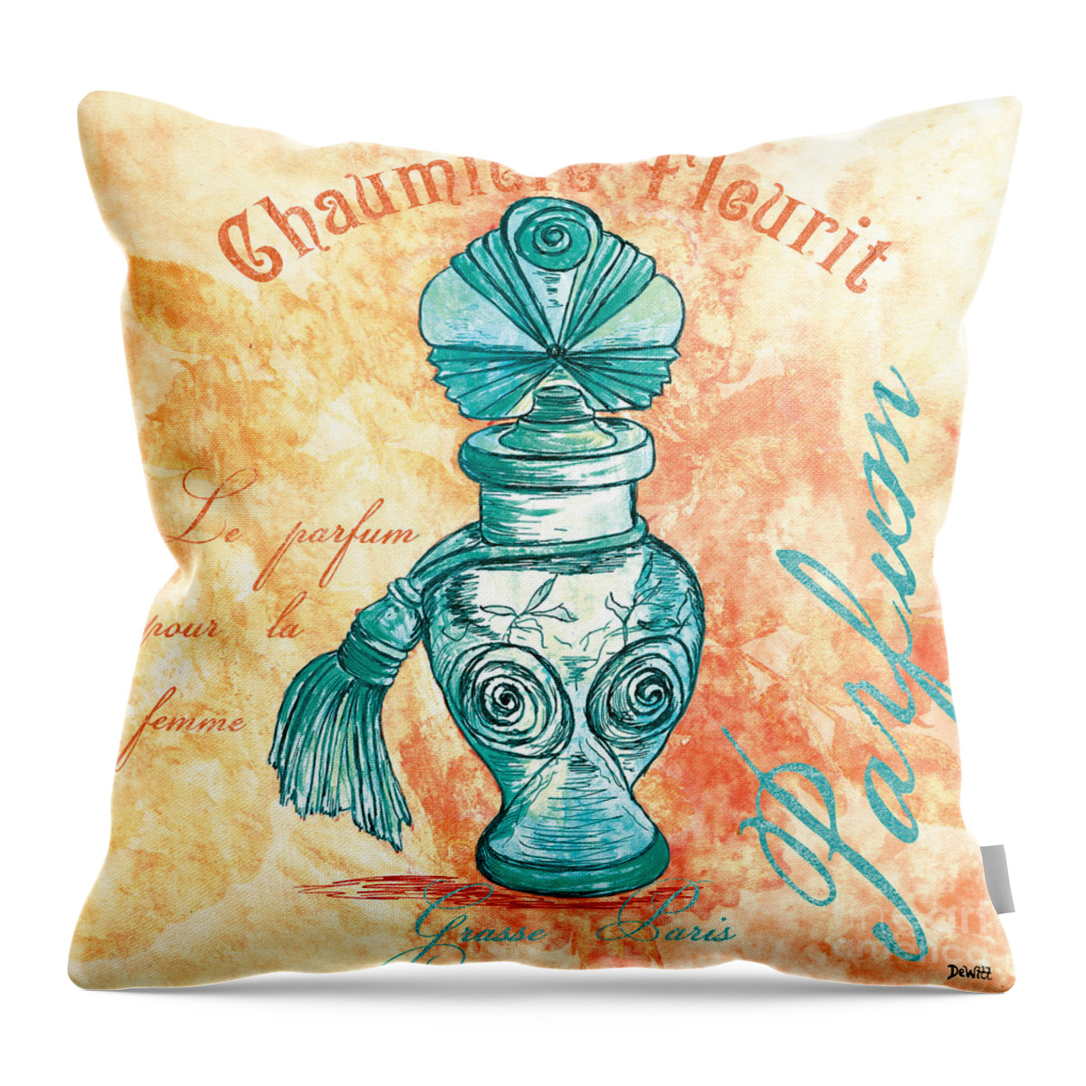 Perfume Throw Pillow featuring the painting Parfum by Debbie DeWitt